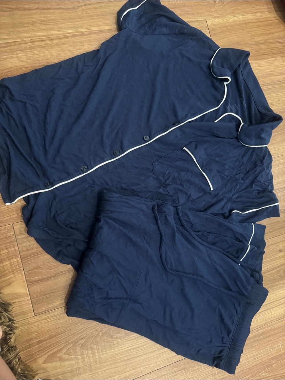 Auden Navy Blue Pajama Set with White Piping